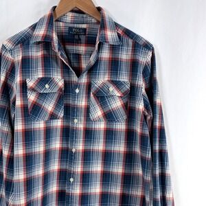 Polo Ralph Lauren Button Down Shirt Blue Red White Plaid Boys XL 18-20